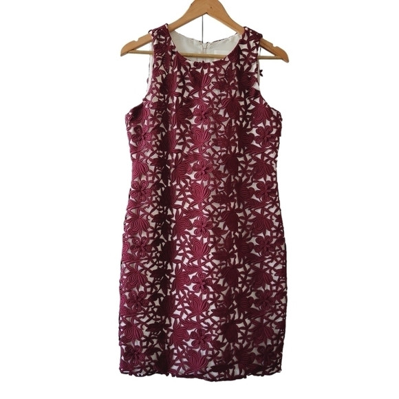 J. Crew Collection Burgundy Floral Dress - Picture 1 of 16